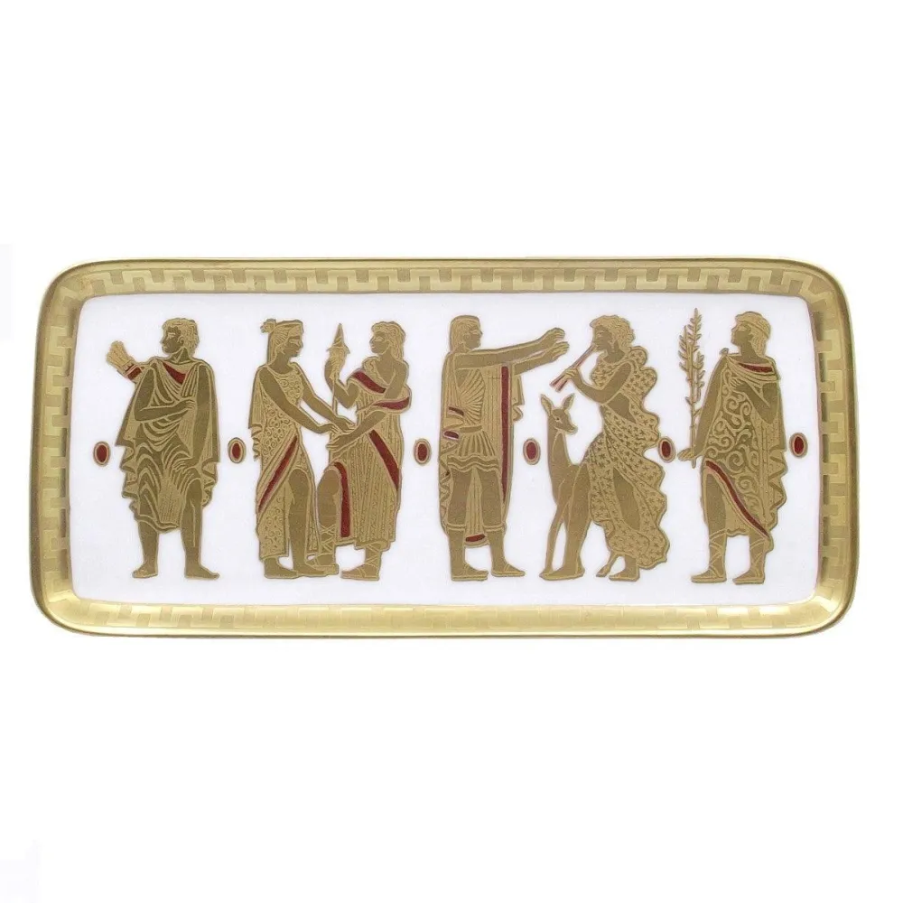 Morbelli Italien guldsmedebakke på porcelæn 15x32cm ætset med ren guld dekoration -FRO19-W