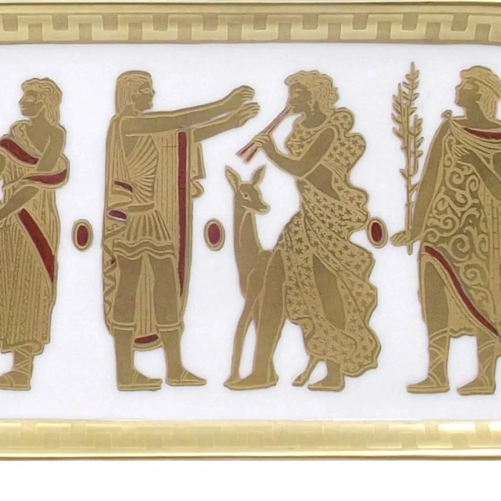 Morbelli Italien guldsmedebakke på porcelæn 15x32cm ætset med ren guld dekoration -FRO19-W