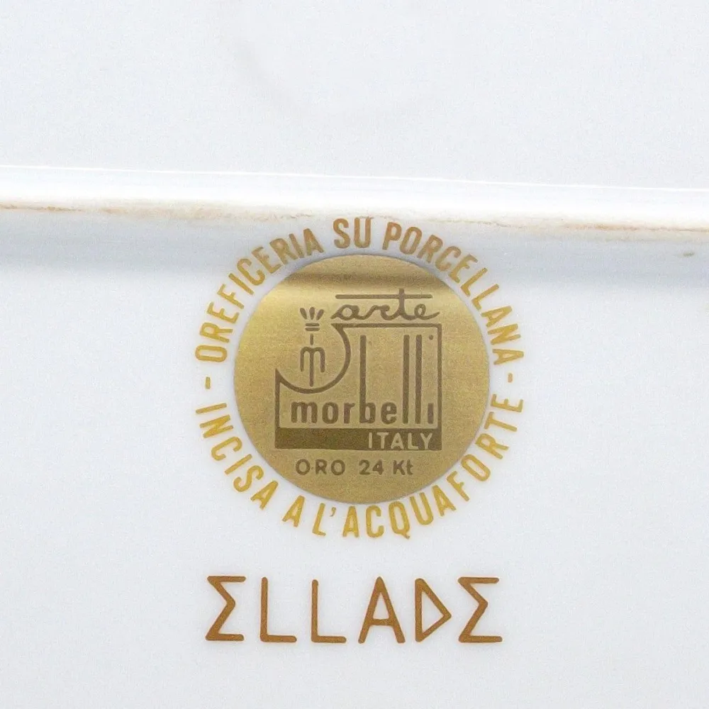 Morbelli Italien guldsmedebakke på porcelæn 15x32cm ætset med ren guld dekoration -FRO19-W