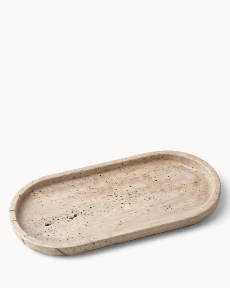 THYRA - Keramikbakke – travertinbeige, til parfume, stearinlys og smykker