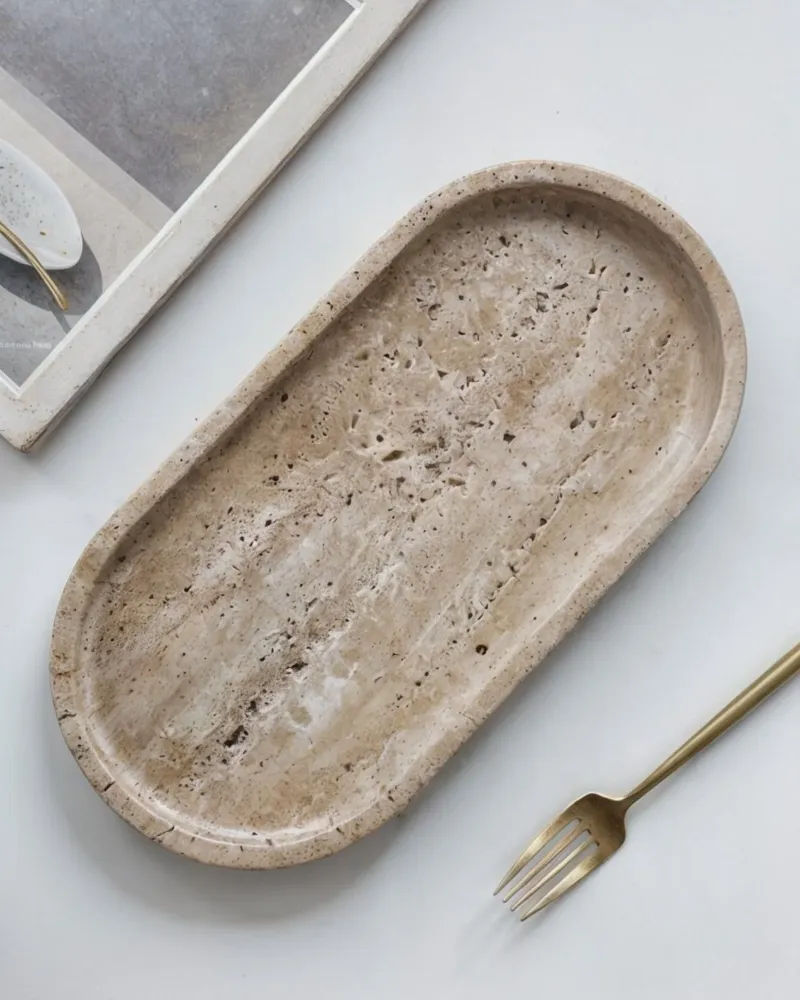 THYRA - Keramikbakke – travertinbeige, til parfume, stearinlys og smykker