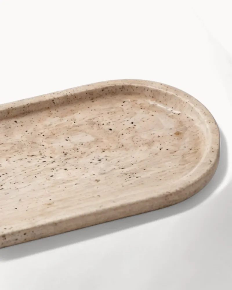 THYRA - Keramikbakke – travertinbeige, til parfume, stearinlys og smykker