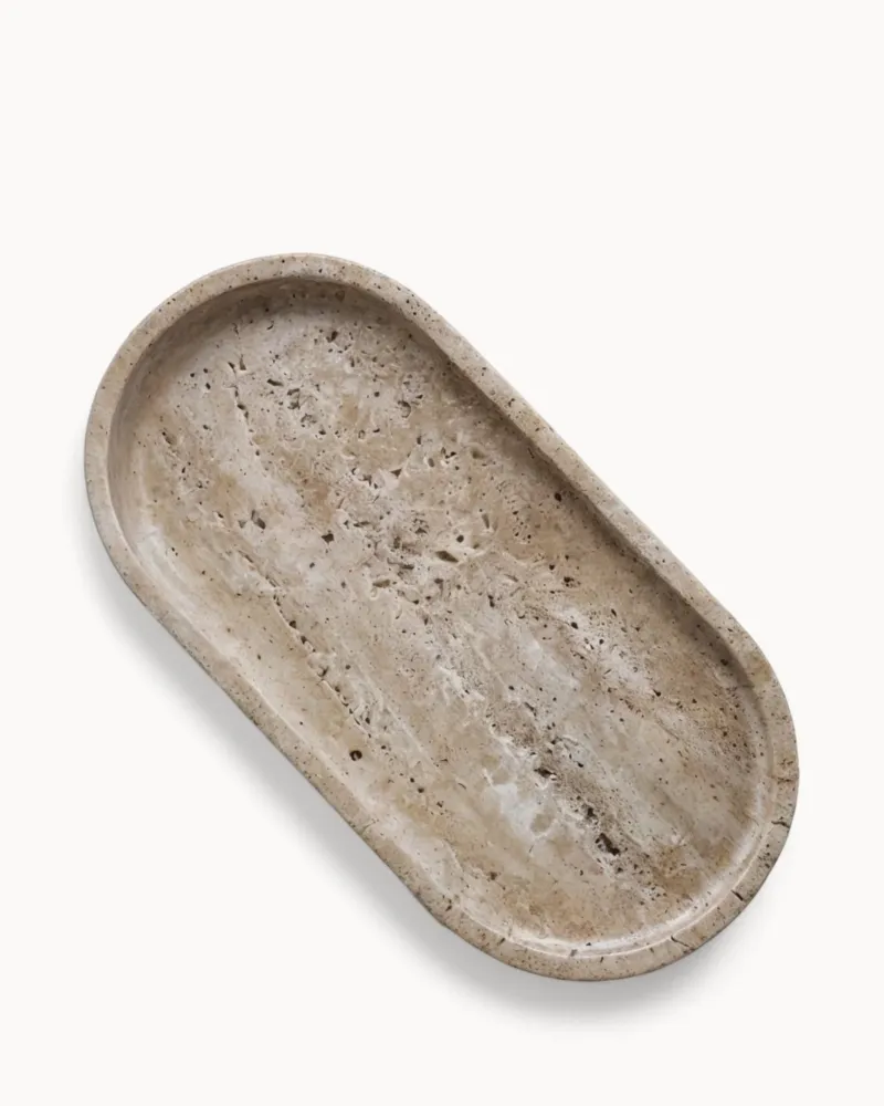 THYRA - Keramikbakke – travertinbeige, til parfume, stearinlys og smykker
