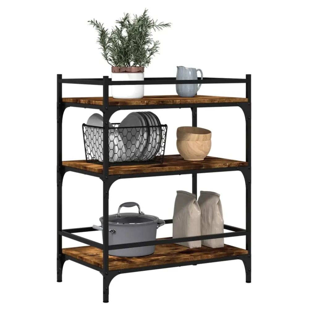 Køkkenvogn 65X40X86,5 Cm Manufactured Træ Etræsfarve Sort