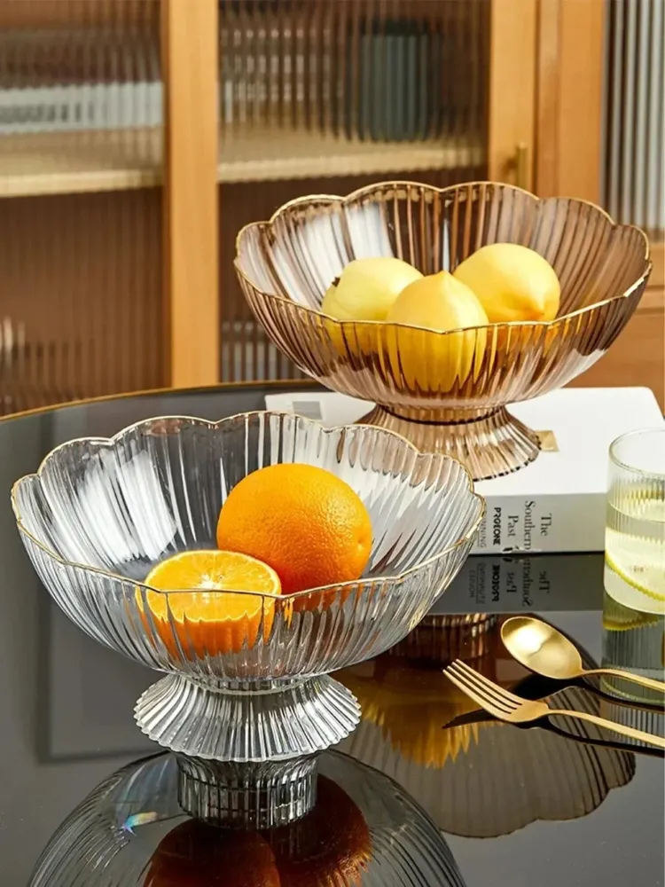 Vintage Glass Fruit Bowl | Scalloped Edge Mint Design Green