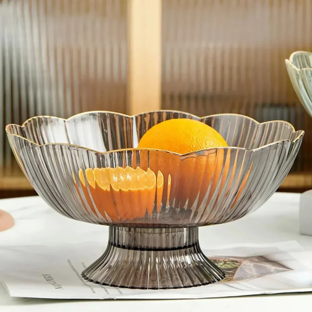 Vintage Glass Fruit Bowl | Scalloped Edge Mint Design Green
