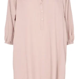 Mini hørkjole med stolpelukning pale mauve S