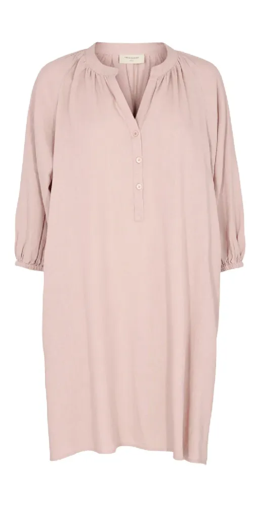 Mini hørkjole med stolpelukning pale mauve S
