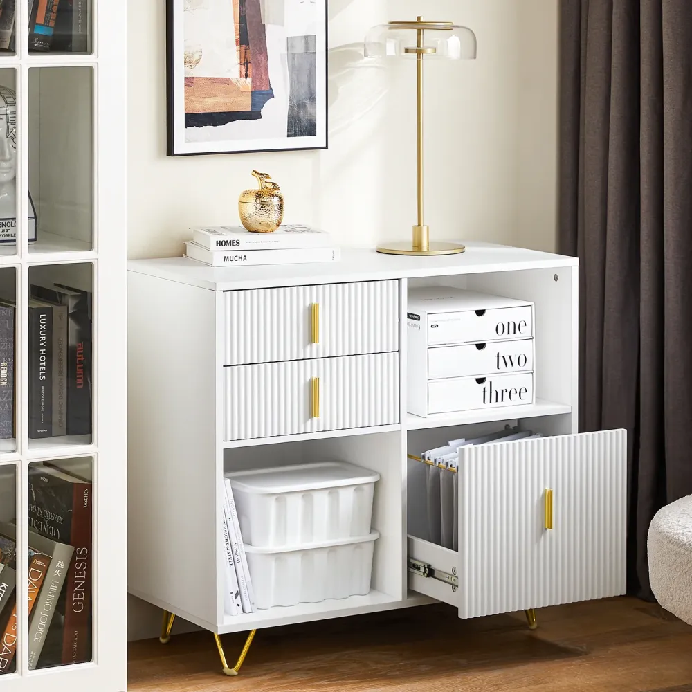 Stilfuldt hvidt opbevaringsskab – 80x40x75 cm – impeccably til kontor og stue