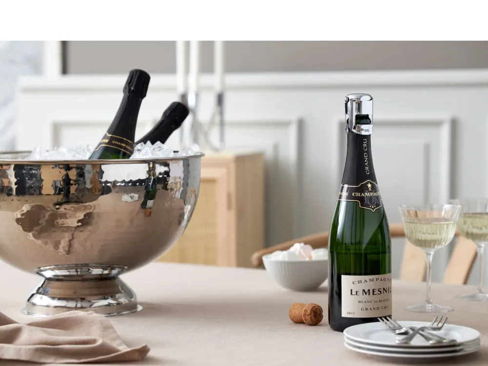 Champagnebowle Dia 38 cm hamret blank rustfri