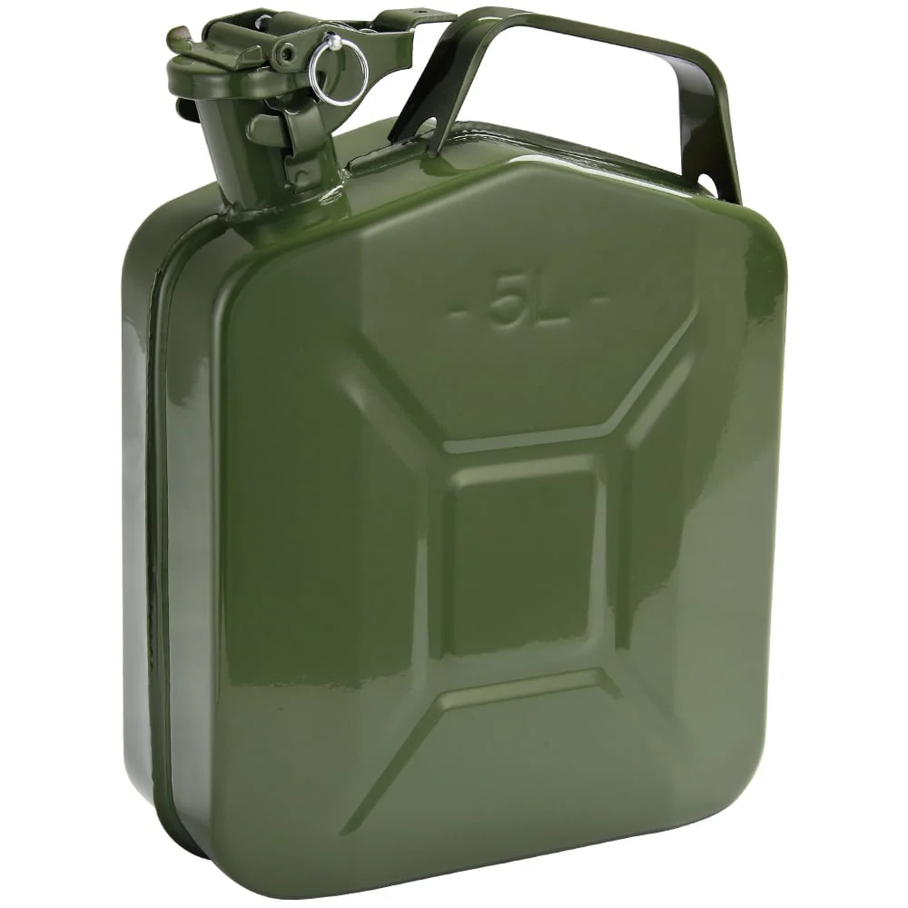 Sæt med 3 benzindunke i alloy med tud, 5 liter