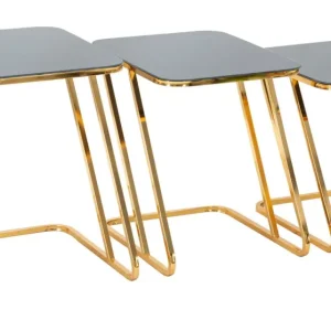 Sæt med borde i glam-stil, jern og glas