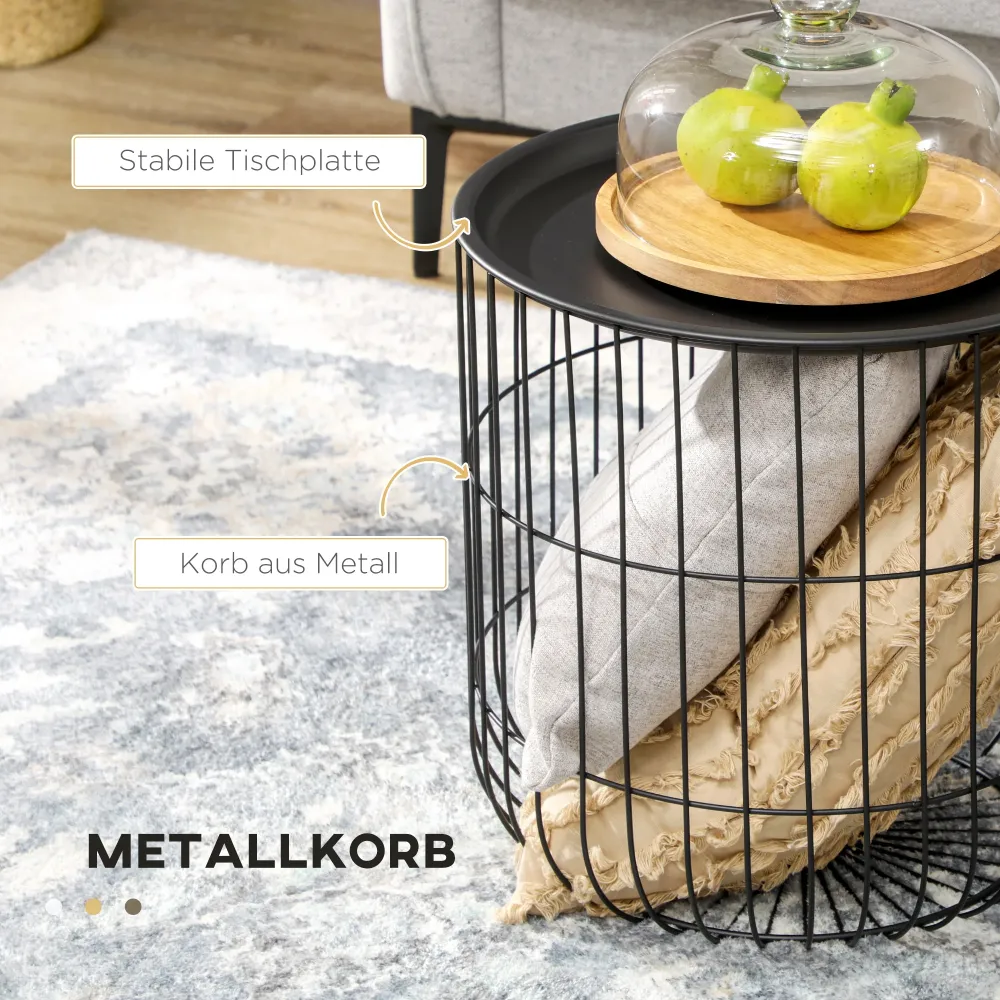 Sæt med 2 sideborde i skandinavisk stil med opbevaringsplads, stabelbare, charcoal