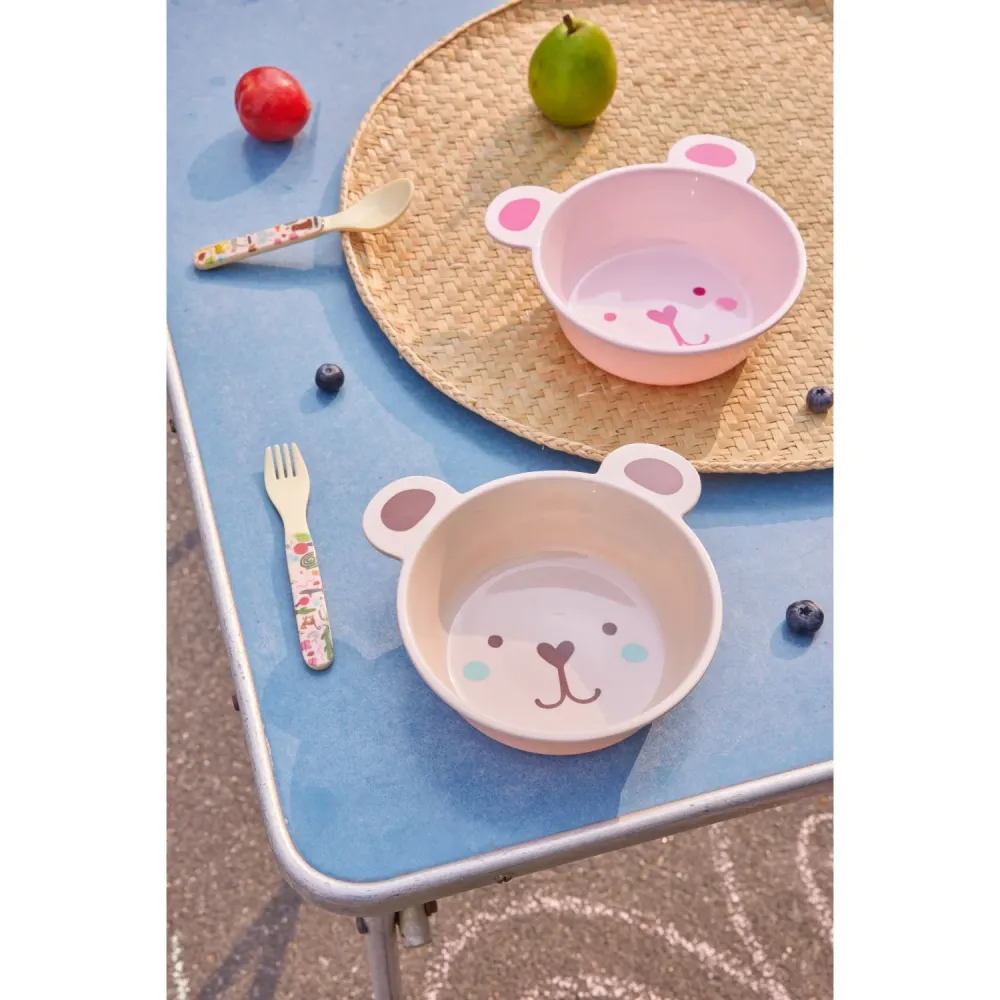Rice Melamine Skål Med Bjørn Shape - Chokolade - 500 Ml