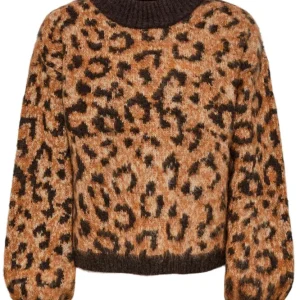 Little Pieces - Lpnoella Ls O-Neck Knit Tw - White Pepper - Espresso/Toast.Coco 116