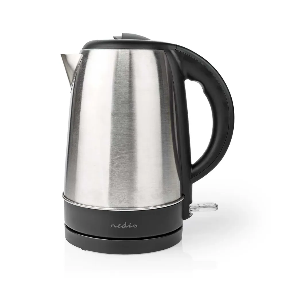 Nedis - Elkedel | 1.7 l | Rustfrit alloy | Aluminium / Sort | Drejelig 360 grader | Skjult varmeelement | Strix®-controlle...