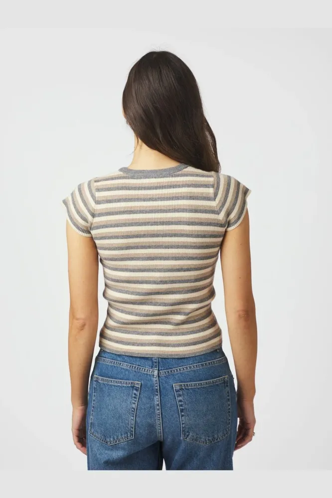 Neo Noir - Tirra Simple Stripe Knit Top 166630 - 130 - Grey