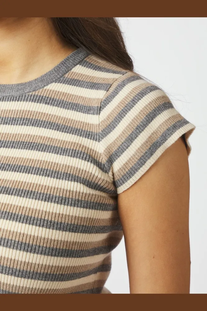Neo Noir - Tirra Simple Stripe Knit Top 166630 - 130 - Grey