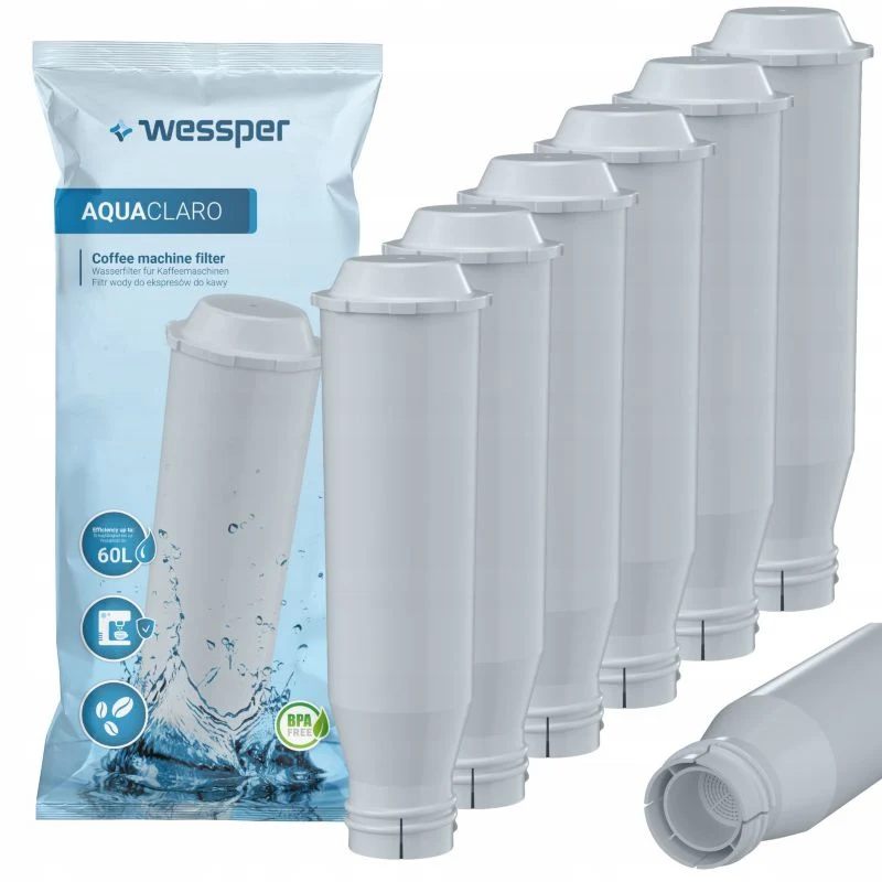 Wessper AquaClaro vandfilter til Krups og Siemens espressomaskiner, kulbaseret, 6 stk.