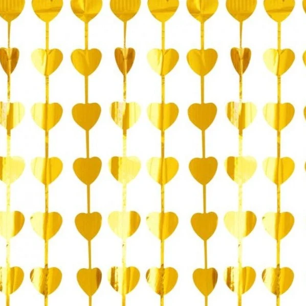 Dørgardin med guld hjerter, 100x200 cm