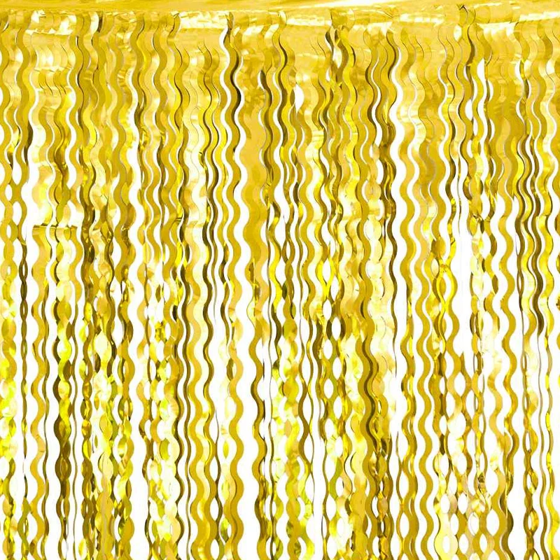 Dørgardin med guld spiraler, 100x200 cm.