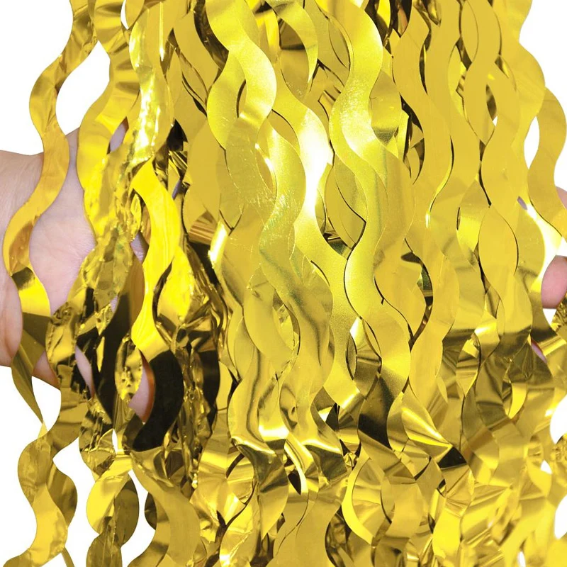 Dørgardin med guld spiraler, 100x200 cm.