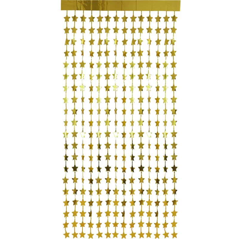 Dørgardin med guld stjerner, 100x200 cm.