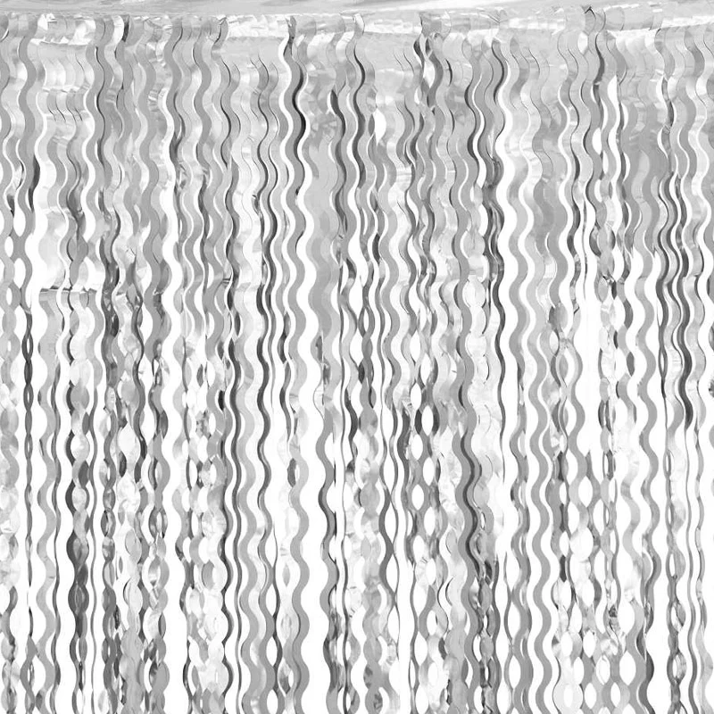 Dørgardin med sølvspiraler, 100x200 cm.