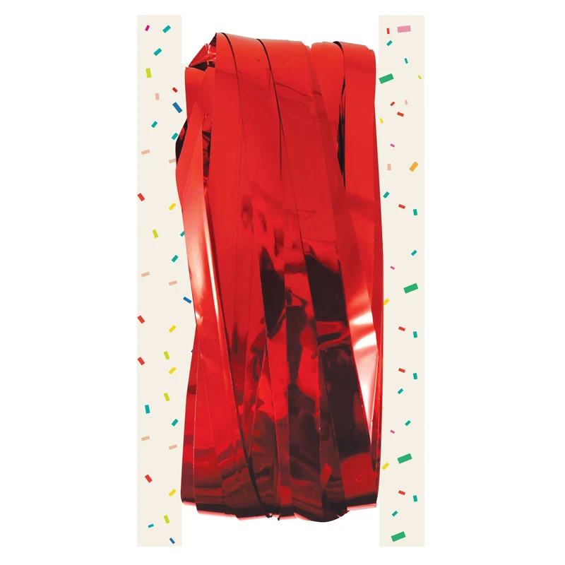 Rød metallisk dørgardin, 92x244 cm.