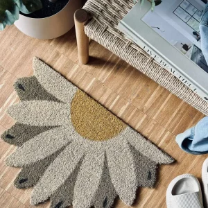 Dørmåtte Blomst beige
