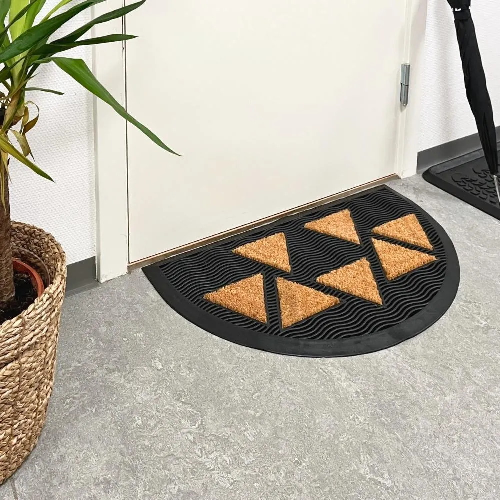Dacore - Dørmåtte 45x75 cm zig zag mønster halvmåne - sort/natur