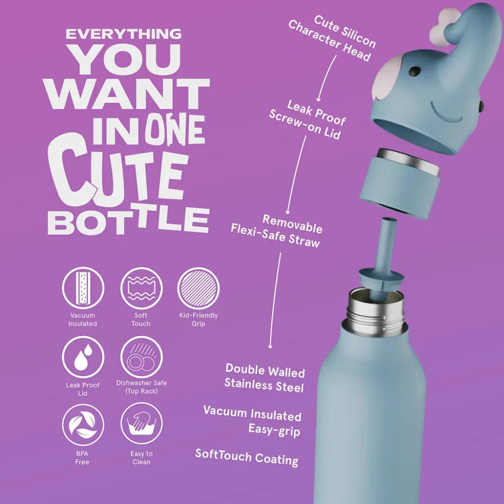Asobu Bestie Animal termo drikkedunk, 460 ml. - Elefant