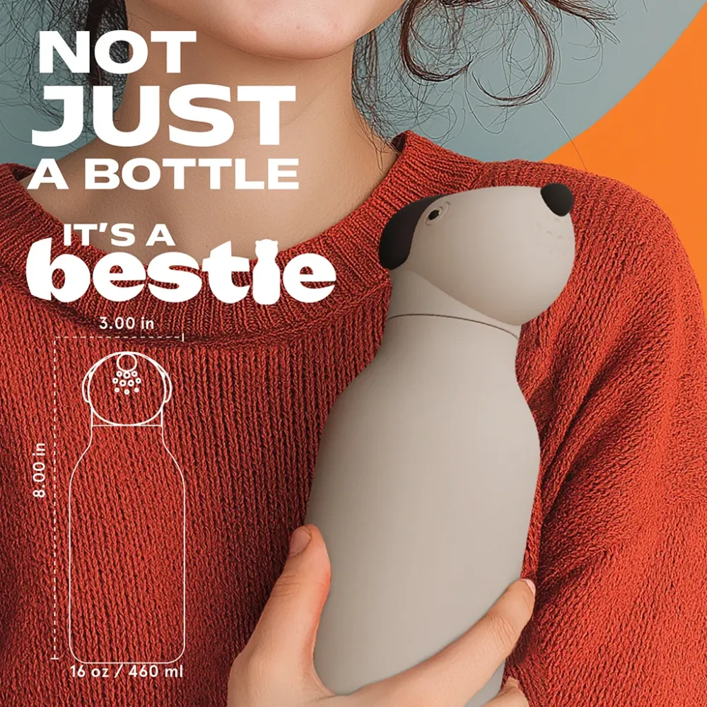 Asobu Bestie Animal termo drikkedunk, 460 ml. - Brun hund