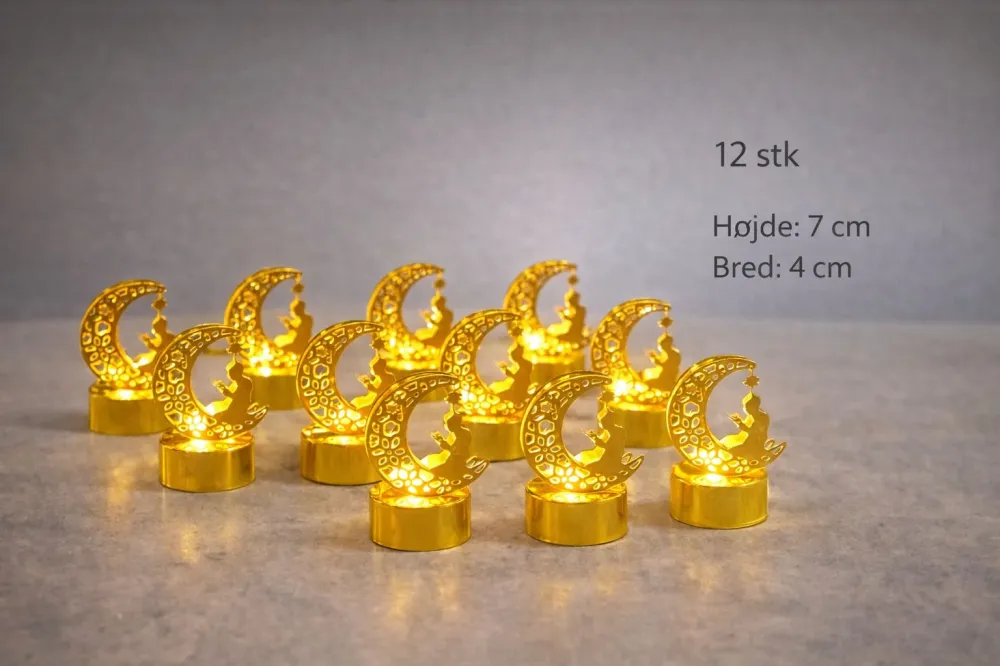 Batteridrevet design fyrfadslys 12 stk guld farve (inklusiv batterier)