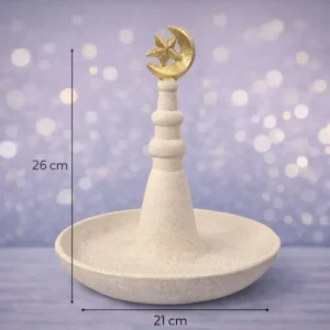 Orientalsk design skål med holder, lavet af harpiks & porcelæn 26x21