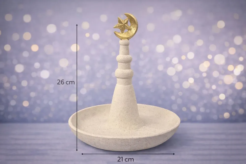 Orientalsk design skål med holder, lavet af harpiks & porcelæn 26x21