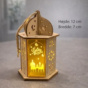 Trælantern med lys, batteri inkluderet 12x7cm