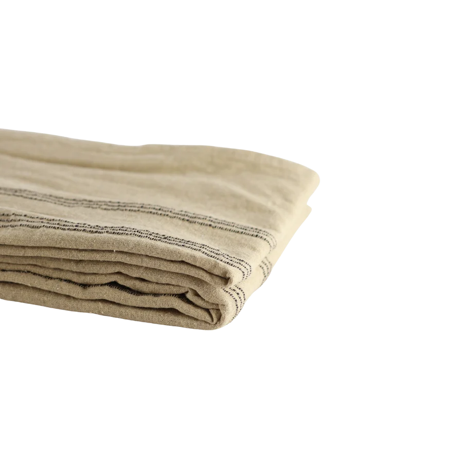 Dug (140x220cm). Biscuit m. Brun Stribe