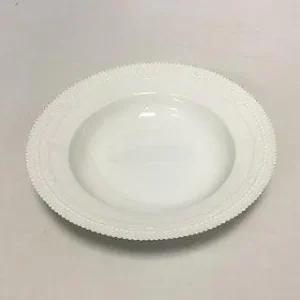 Royal Copenhagen Hvid Flora Danica Perlestel Dyb Tallerken No 3546