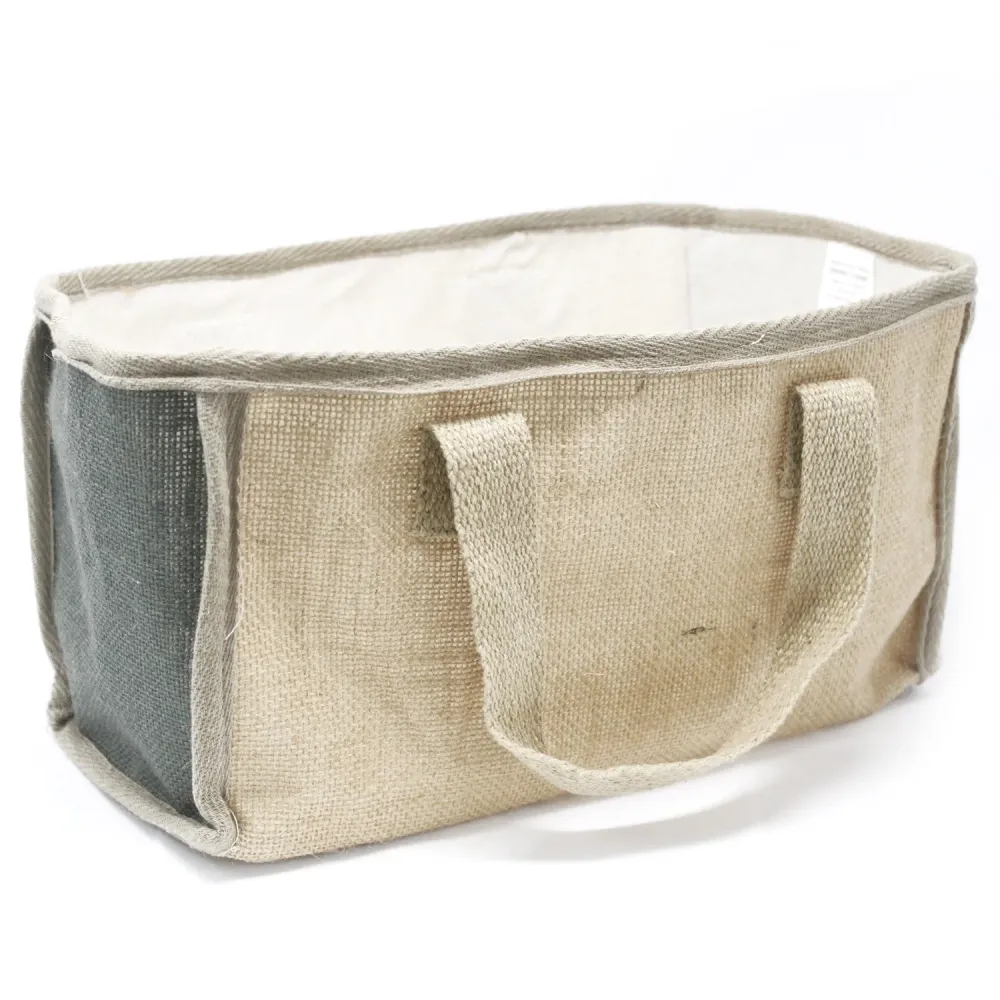 Indkøbskurv Jute Bomuld, Trækul 33x18x20cm
