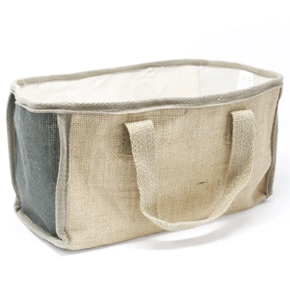 Indkøbskurv Jute Bomuld, Trækul 33x18x20cm