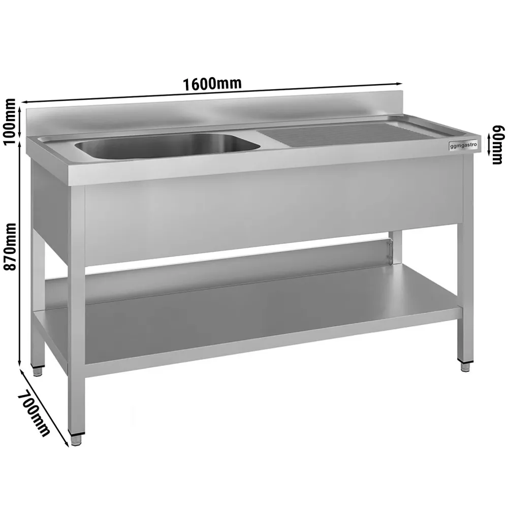Vask ECO - 1600x700mm - med bund & 1 skål til venstre
