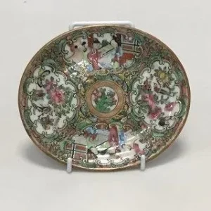 Kinesisk canton porcelæn (gold & green) ovalt fad.