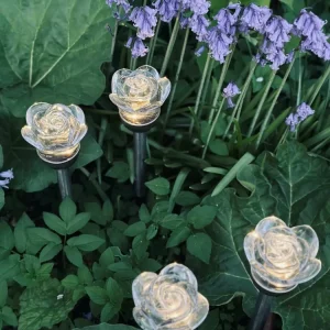 Fakkel med solceller FLOWER – Sæt med 4 stk