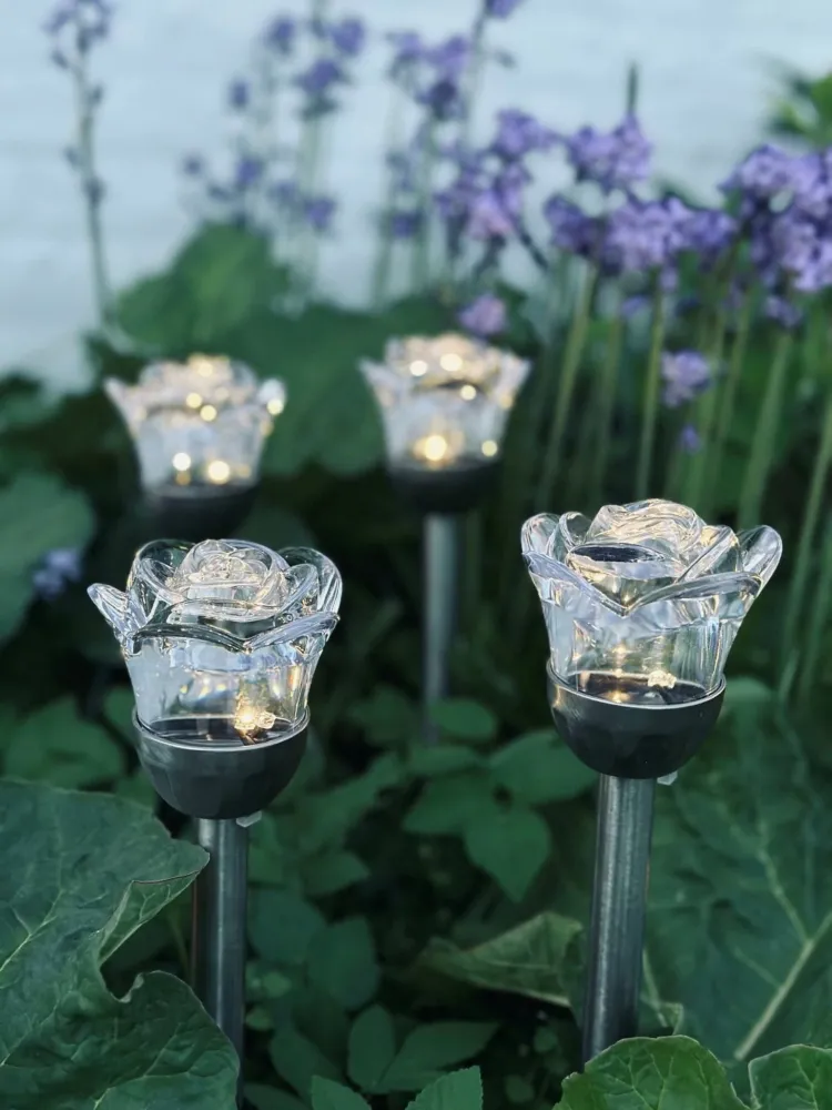 Fakkel med solceller FLOWER – Sæt med 4 stk