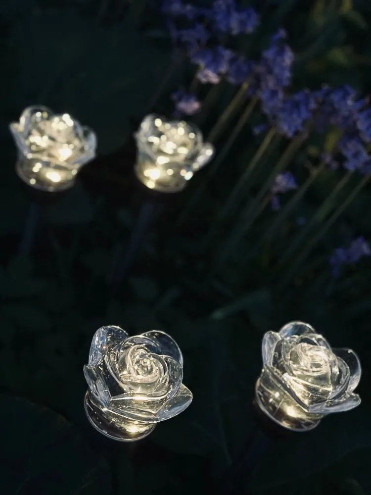 Fakkel med solceller FLOWER – Sæt med 4 stk