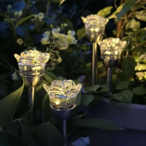 Fakkel med solceller FLOWER – Sæt med 4 stk