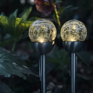 Fakkel med solceller – Glaskugle Mini steel