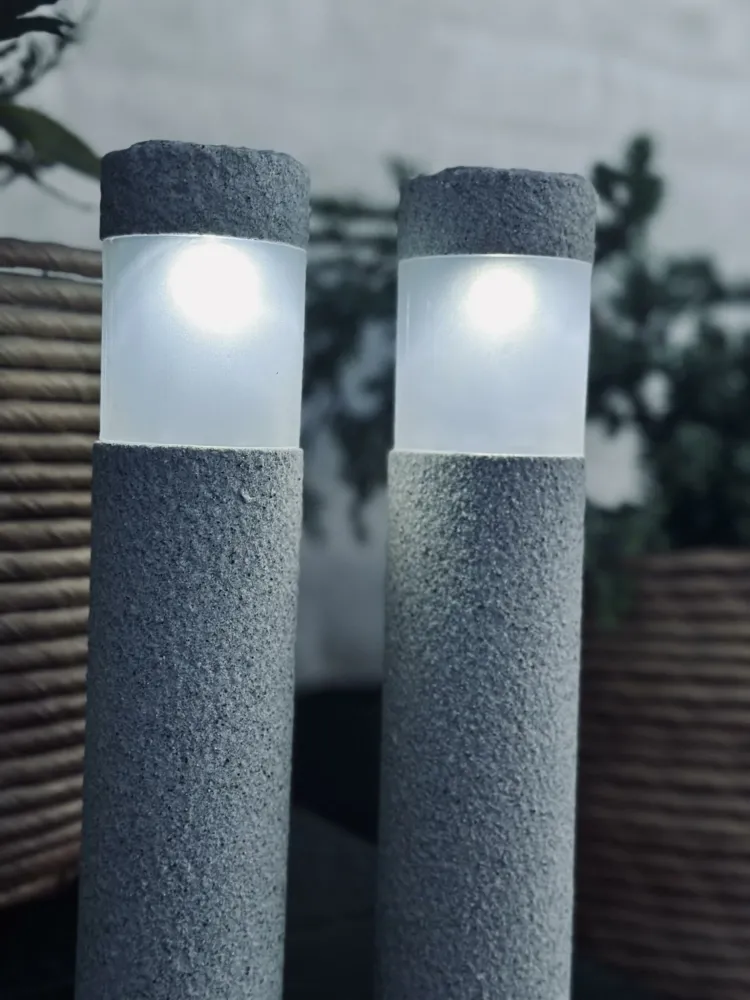 Fakkel med solceller Stone look – Sæt med 2 stk