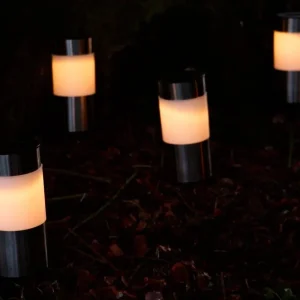 Solcelle lampe i stål - 4 stk